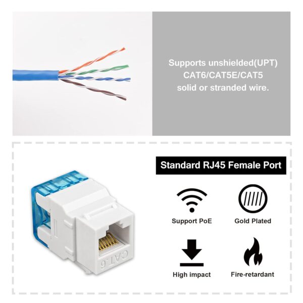 OneLink CAT6 Keystone Jack 180deg 10pc